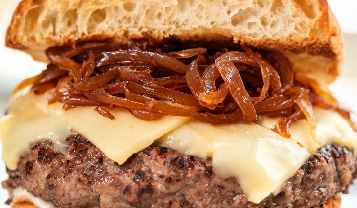 Caramelized Shallot and Gruyère Burger