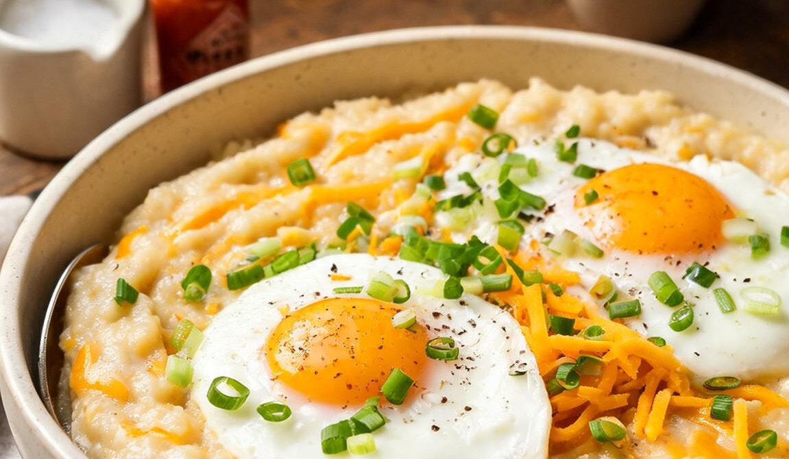 Cheesy Eggs and Grits Breakfast Bowl