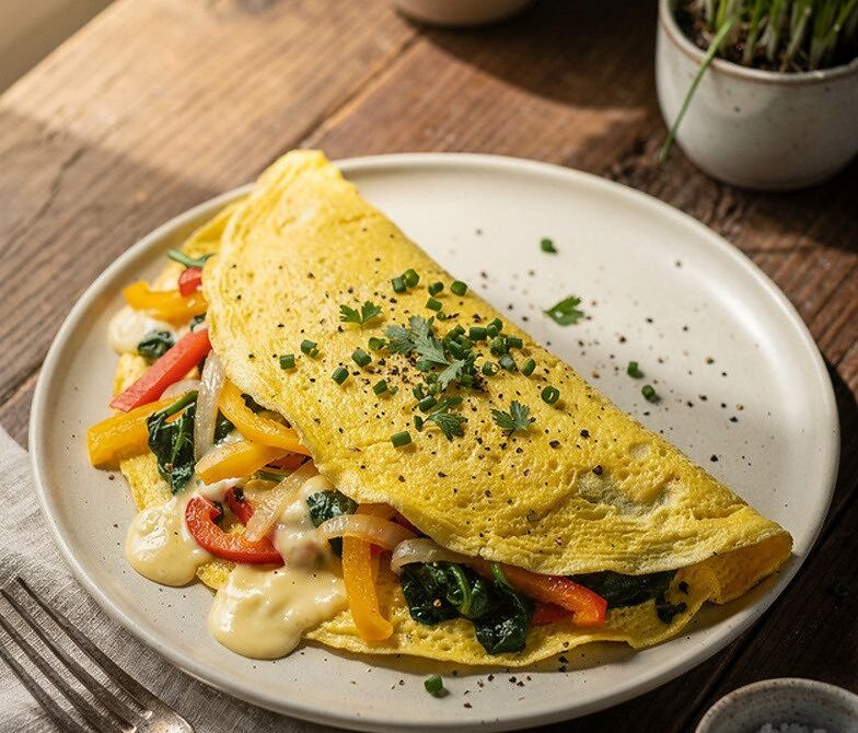 Cheesy Vegetable Omelet with Fresh Herbs