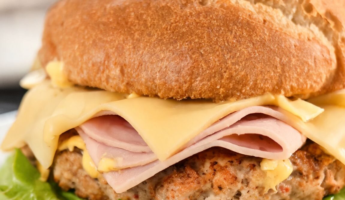 Chicken Cordon Bleu Burger With Creamy Mustard Sauce