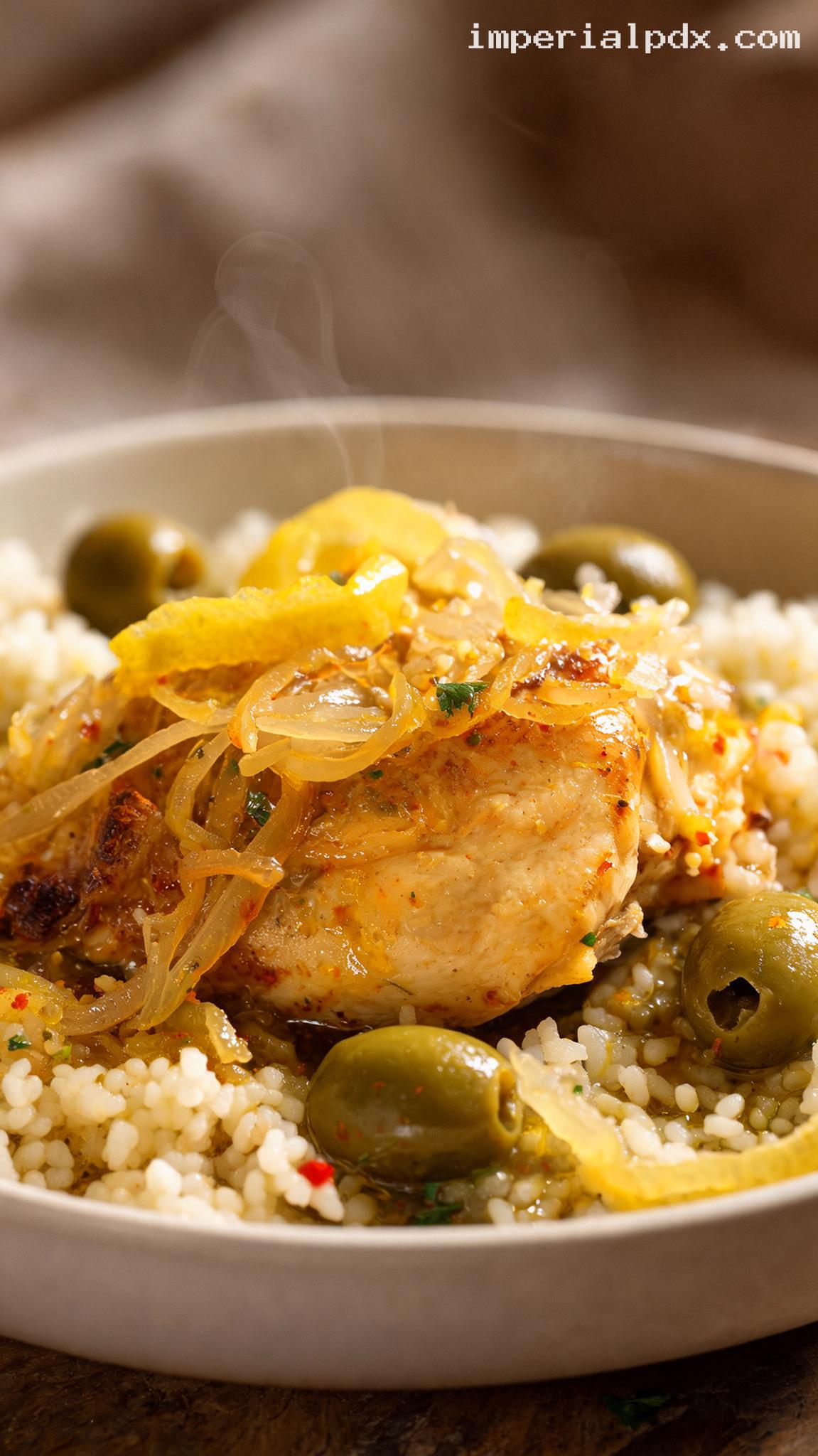 Chicken Tagine With Preserved Lemon and Olives – Closeup