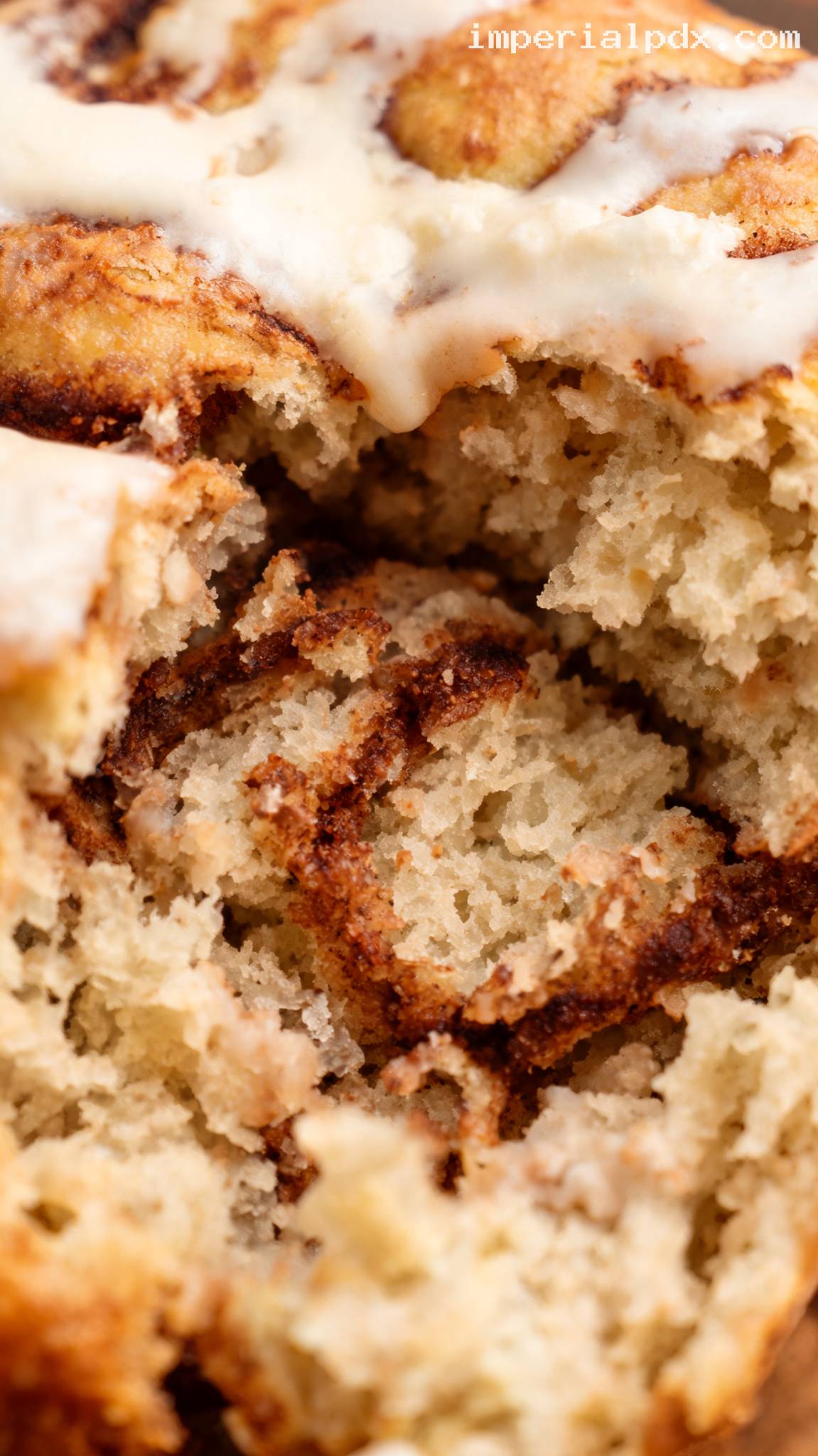 Cinnamon Roll Muffins With Cream Cheese Glaze – Closeup