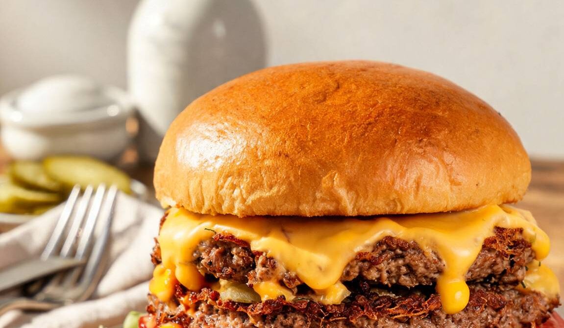 Classic American Double Smashed Cheeseburger