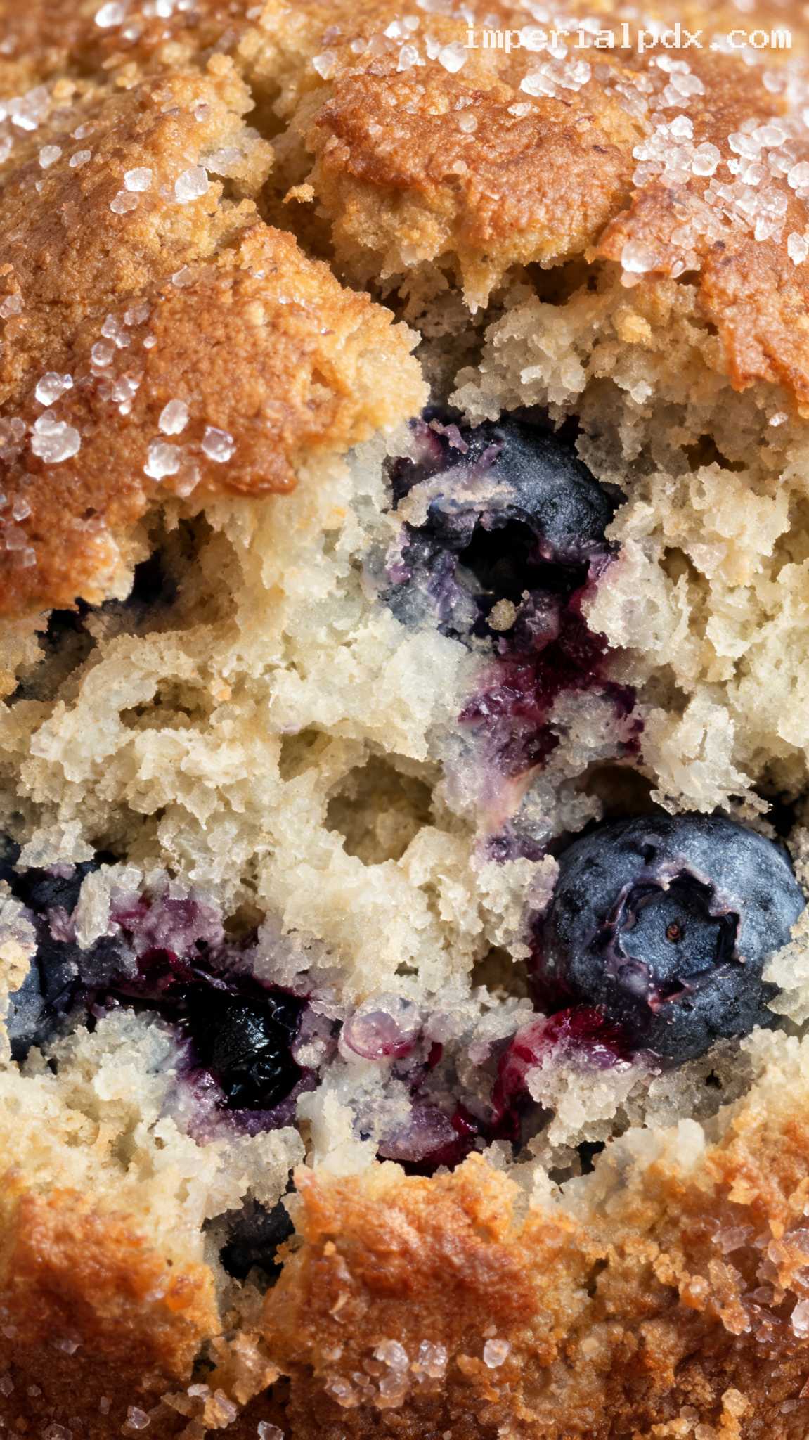 Classic Blueberry Muffins With Sparkling Sugar – Closeup