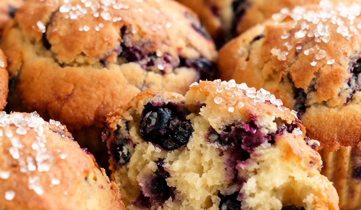 Classic Blueberry Muffins With Sparkling Sugar