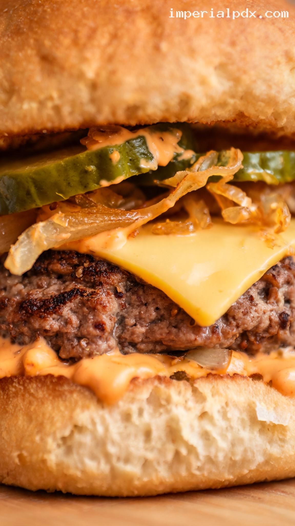 Classic Cheeseburger Slider Trio With Special Sauce – Closeup