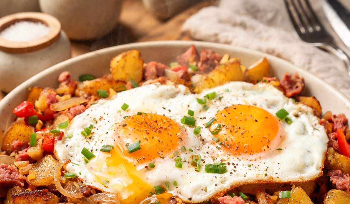 Corned Beef Hash with Fried Eggs