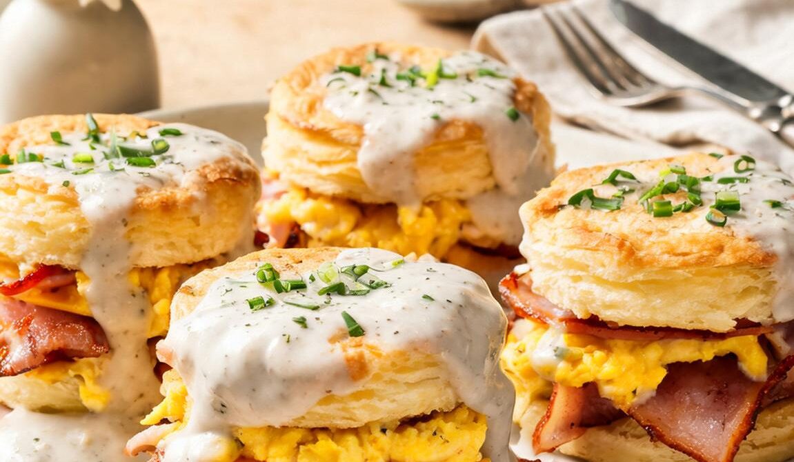 Country Ham and Egg Biscuit Sandwiches