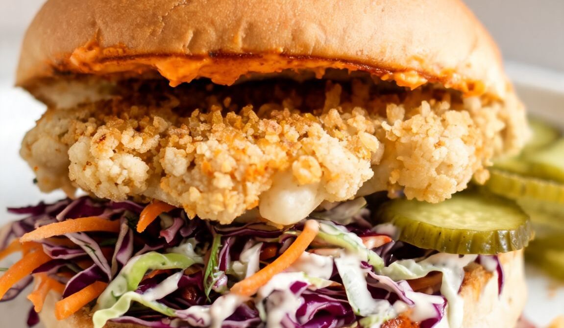 Crispy Cauliflower Burger With Smoky Paprika Sauce