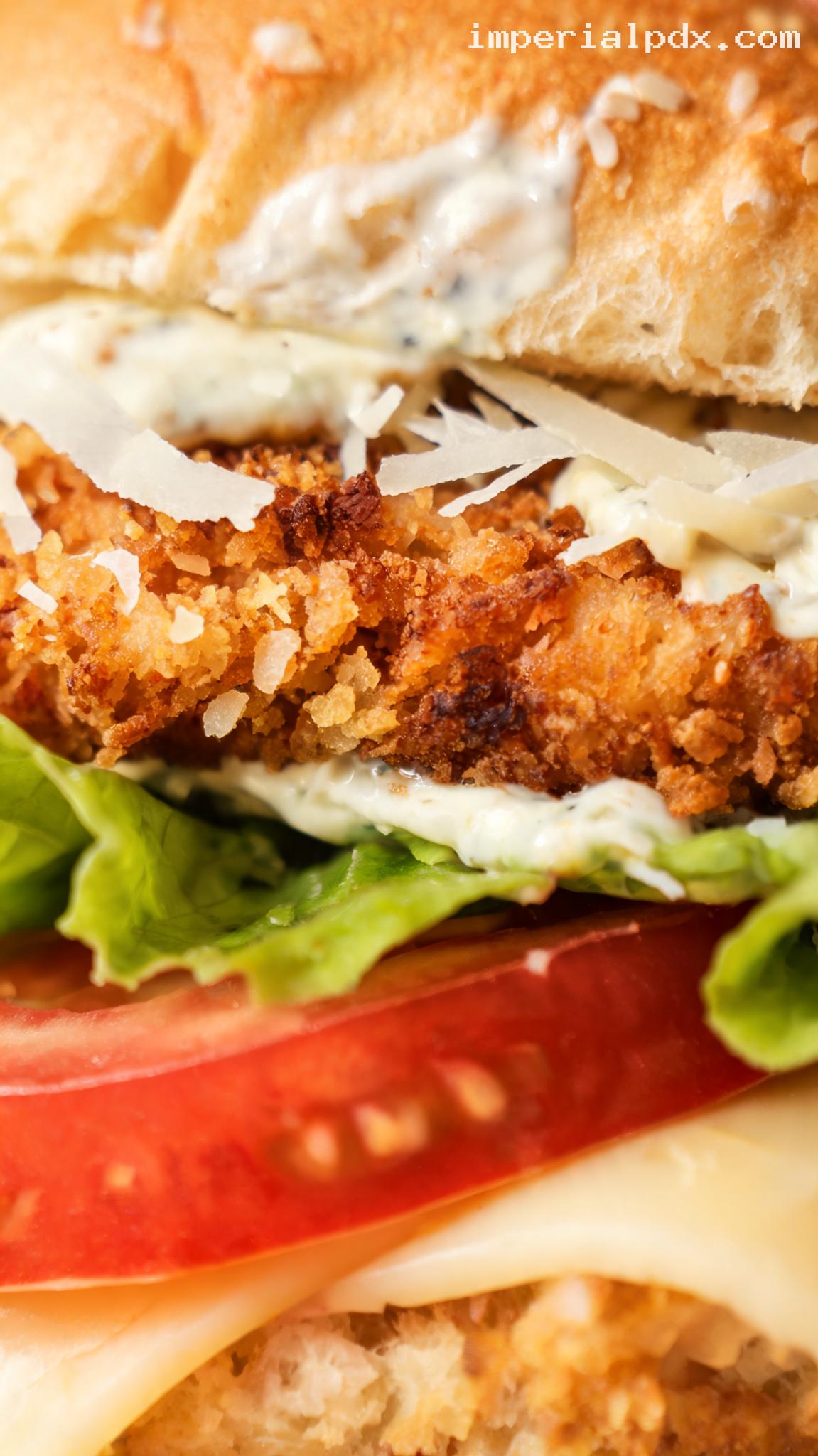 Crispy Chicken Caesar Burger – Closeup