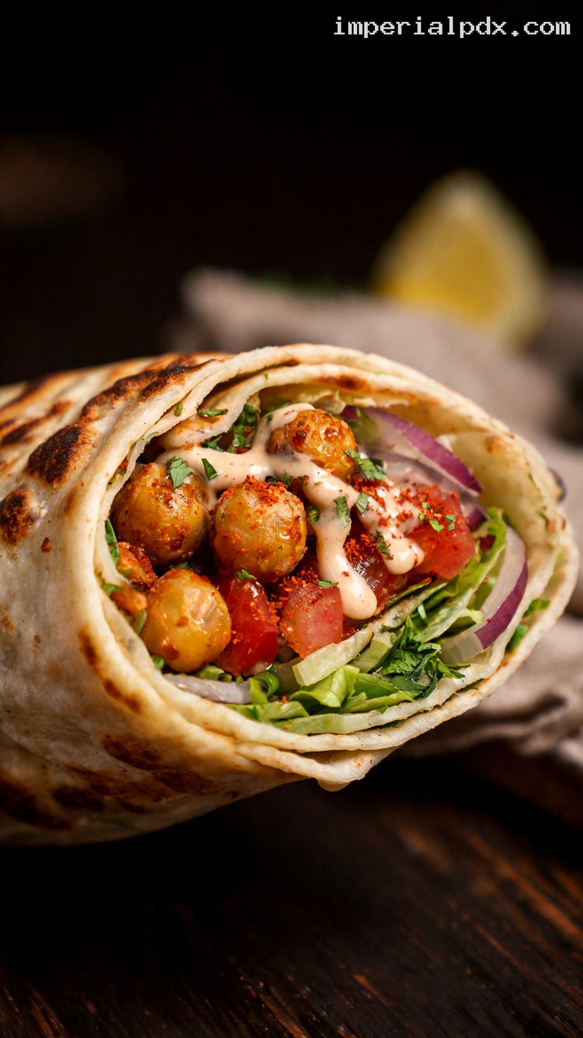 Crispy Chickpea and Herb Flatbread Wraps – Closeup