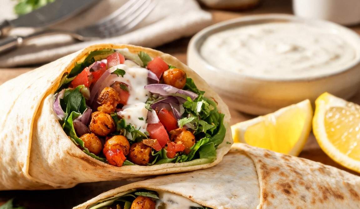 Crispy Chickpea and Herb Flatbread Wraps