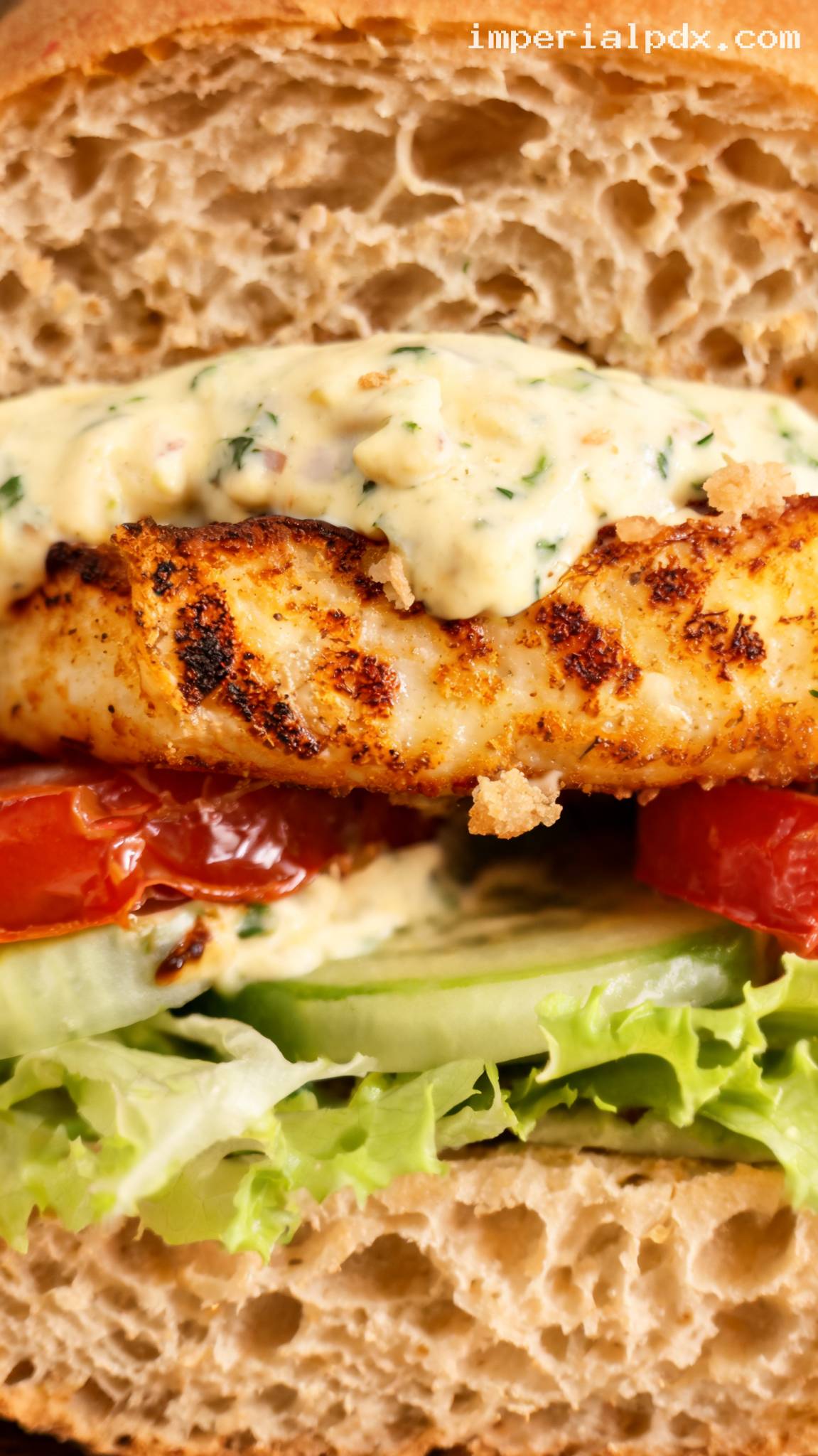 Crispy Halloumi Burger With Lemon Herb Mayo – Closeup