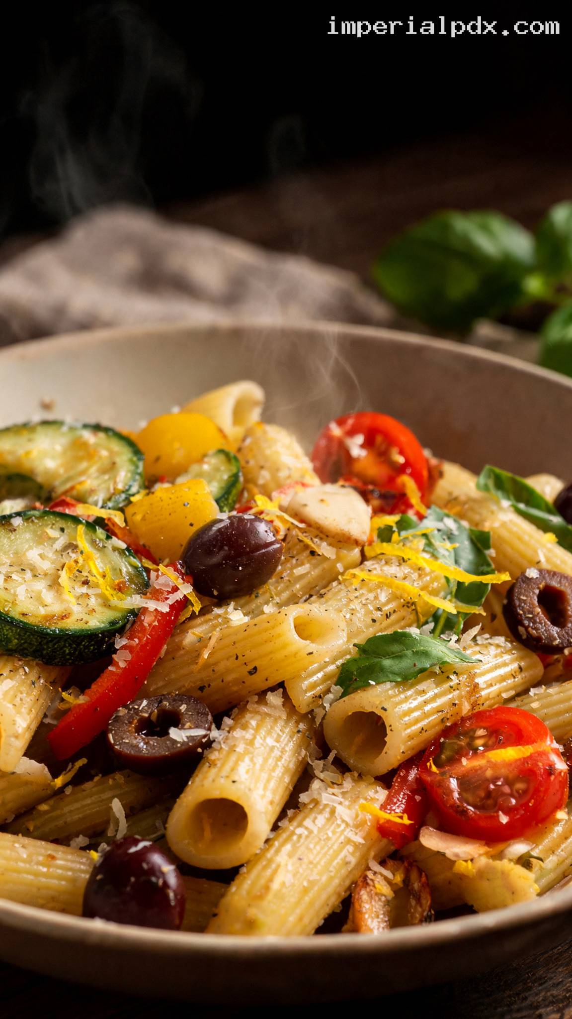 Easy Mediterranean Vegetable Pasta Primavera – Closeup