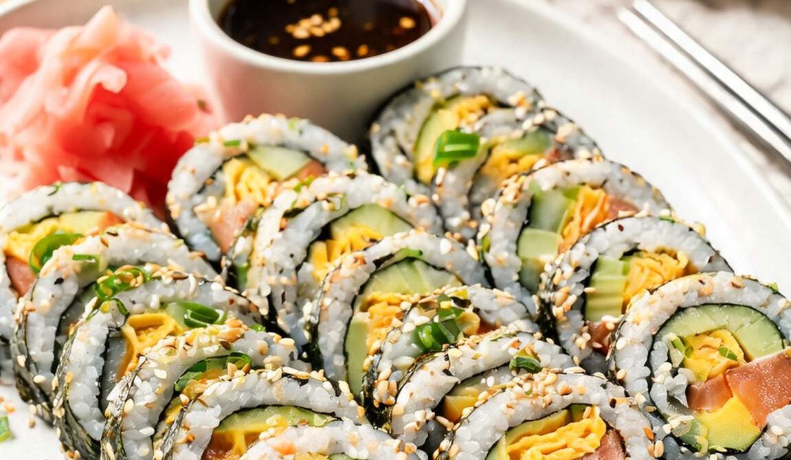 Egg and Avocado Breakfast Sushi Rolls