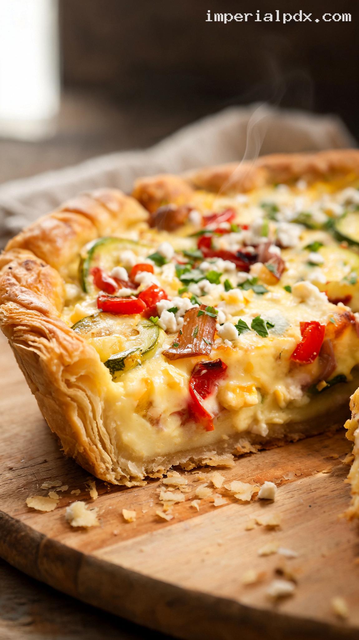 Egg and Roasted Vegetable Breakfast Tart – Closeup