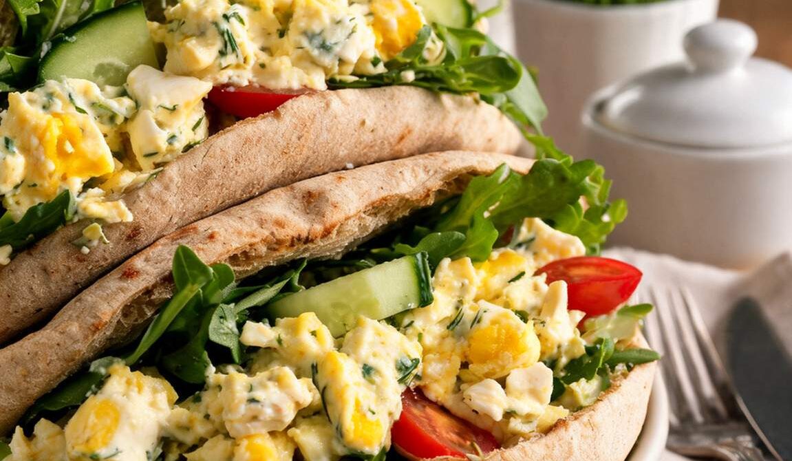 Egg Salad and Greens Breakfast Pita