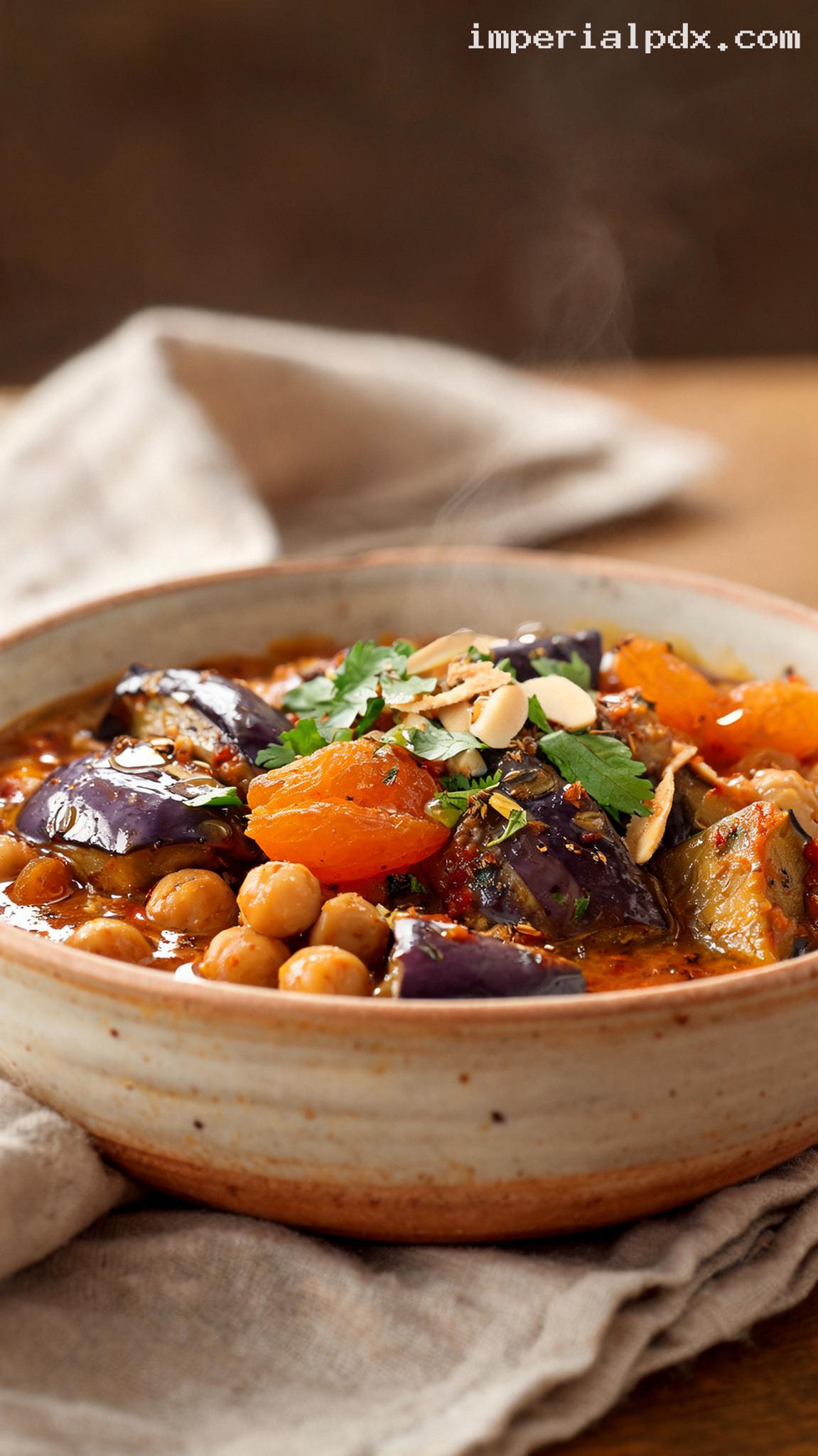 Eggplant and Chickpea Tagine with Apricots – Closeup