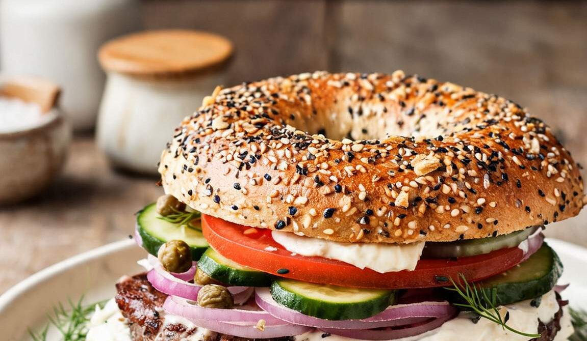 Everything Bagel Brunch Burger With Cream Cheese