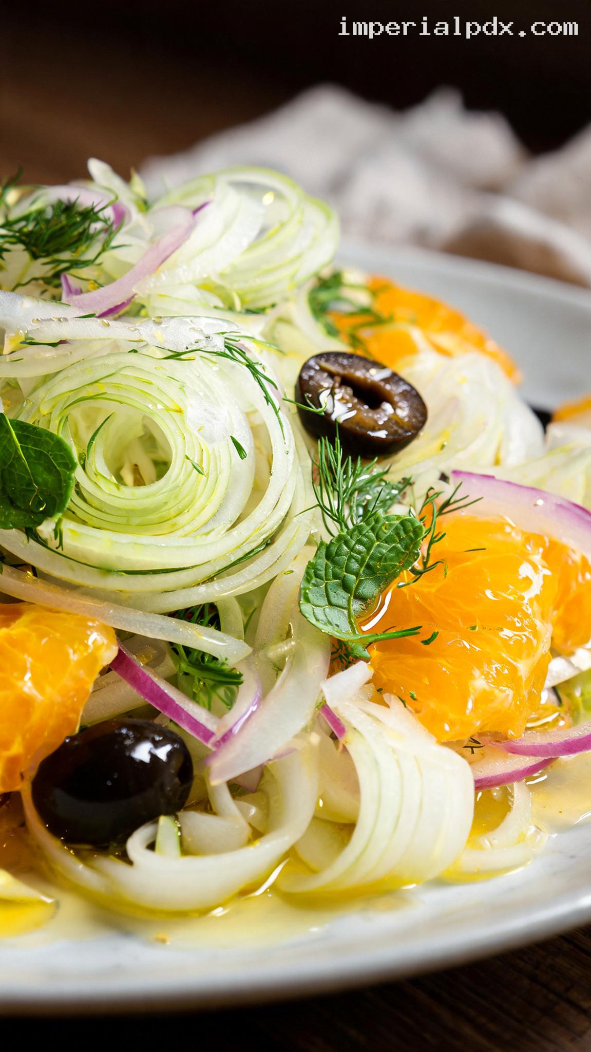 Fennel and Orange Salad With Olives – Closeup