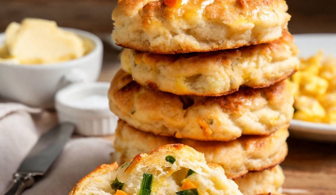 Fluffy Cheddar Chive Breakfast Biscuits