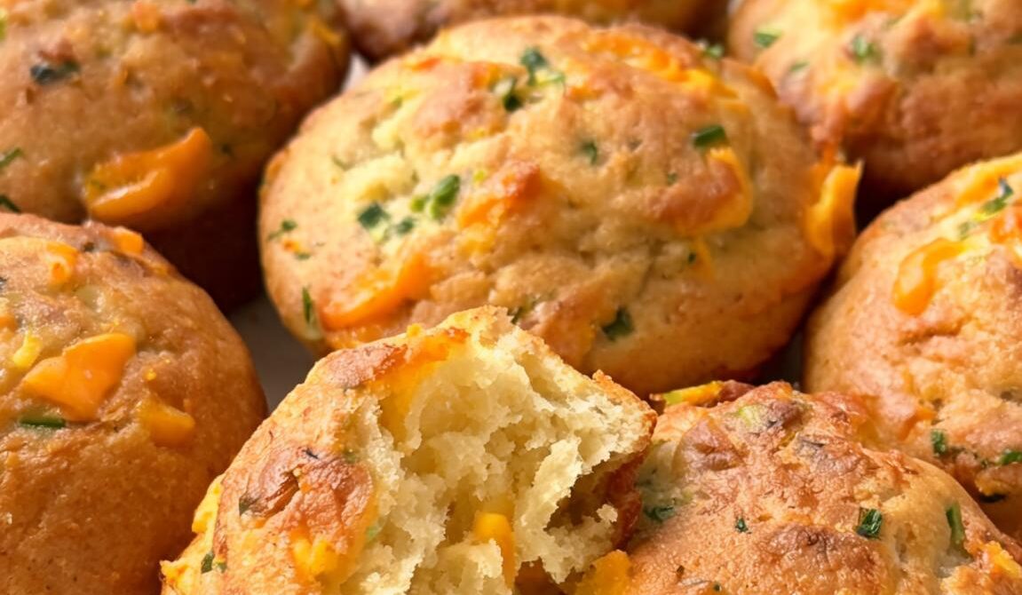 Fluffy Savory Cheddar Chive Muffins
