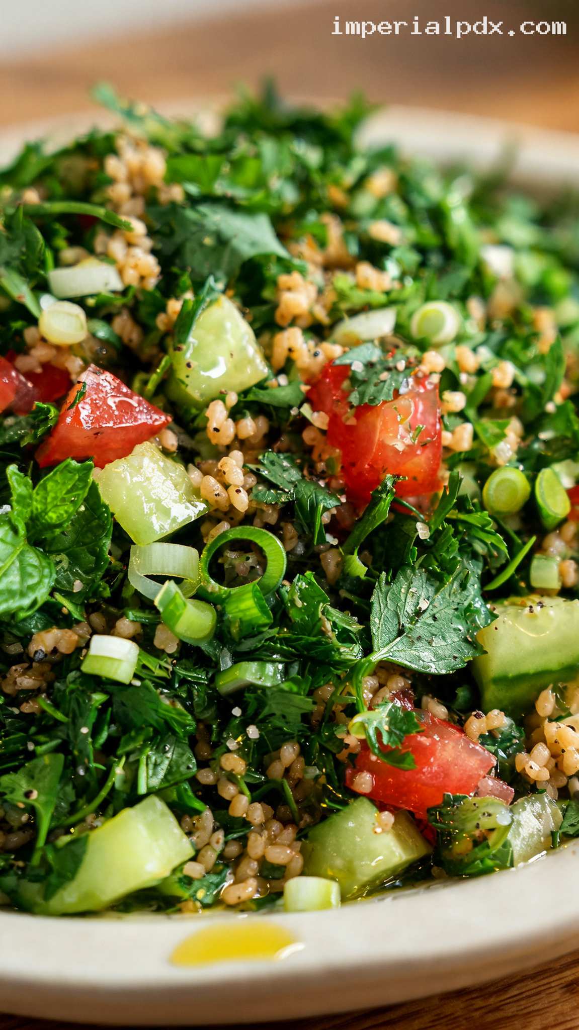 Fresh Herb Tabbouleh with Parsley and Mint – Closeup