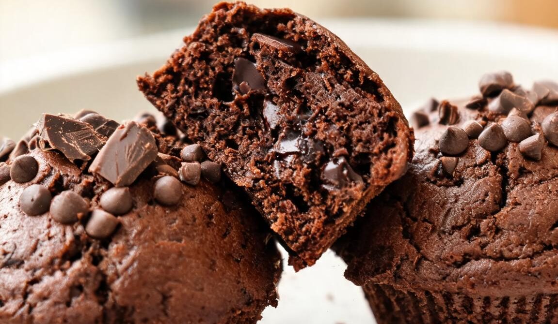 Fudgy Bakery-Style Double Chocolate Muffins