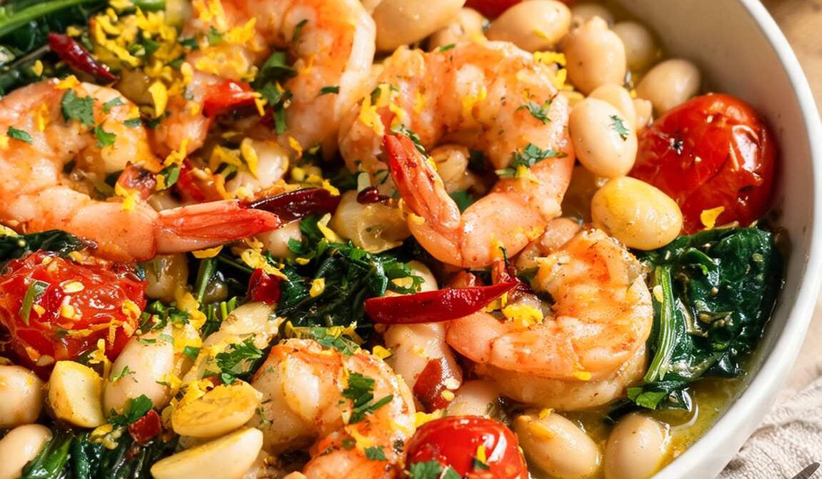 Garlicky Shrimp and White Bean Skillet