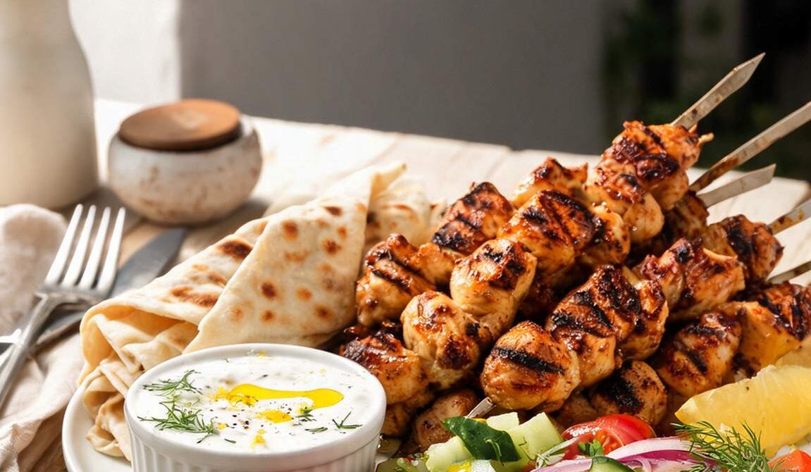 Greek Chicken Souvlaki with Lemon Herb Yogurt Sauce
