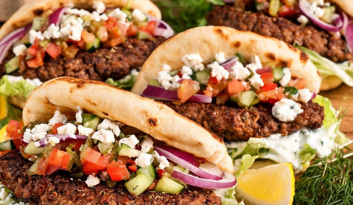 Greek Lamb Burger with Feta and Tzatziki