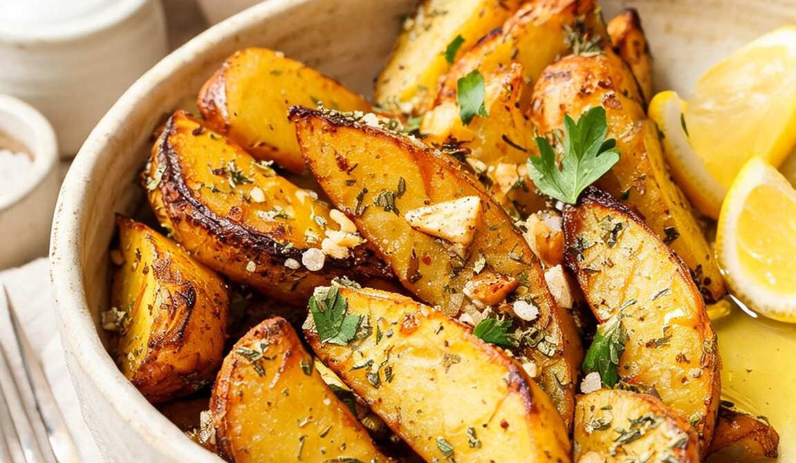 Greek Lemon Potatoes With Oregano