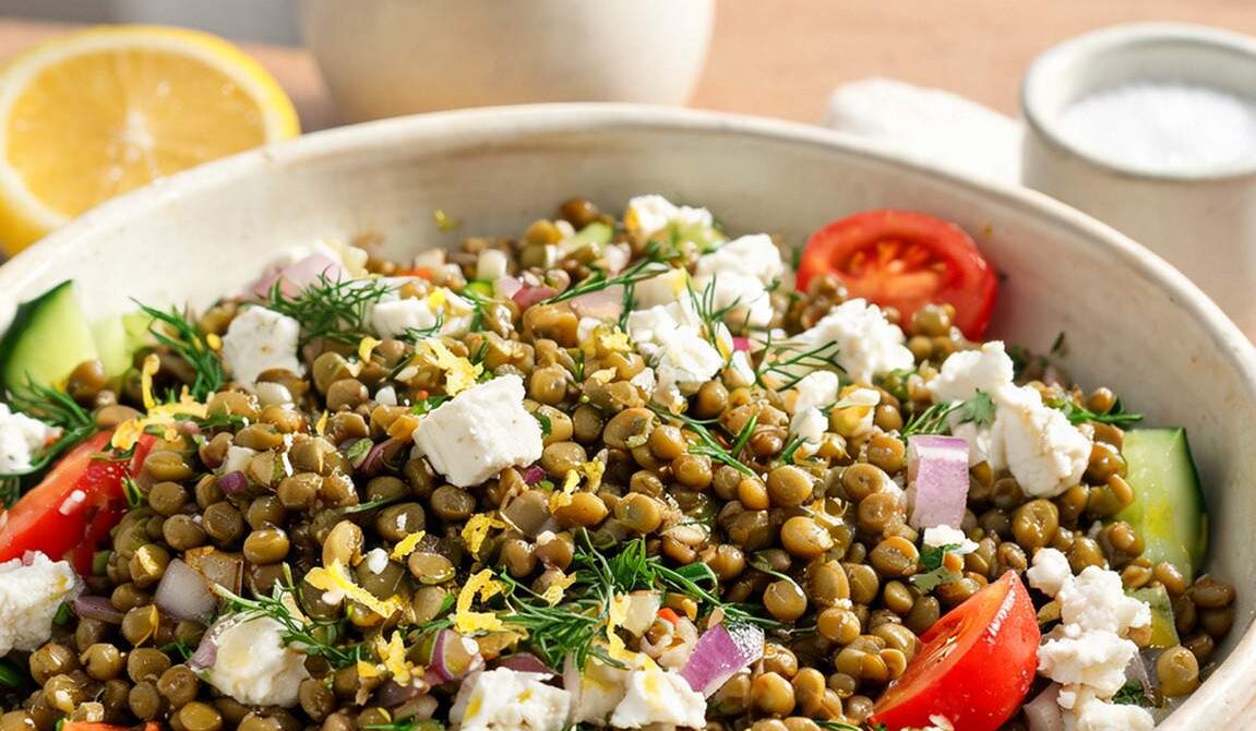 Greek Lentil Salad with Feta and Herbs