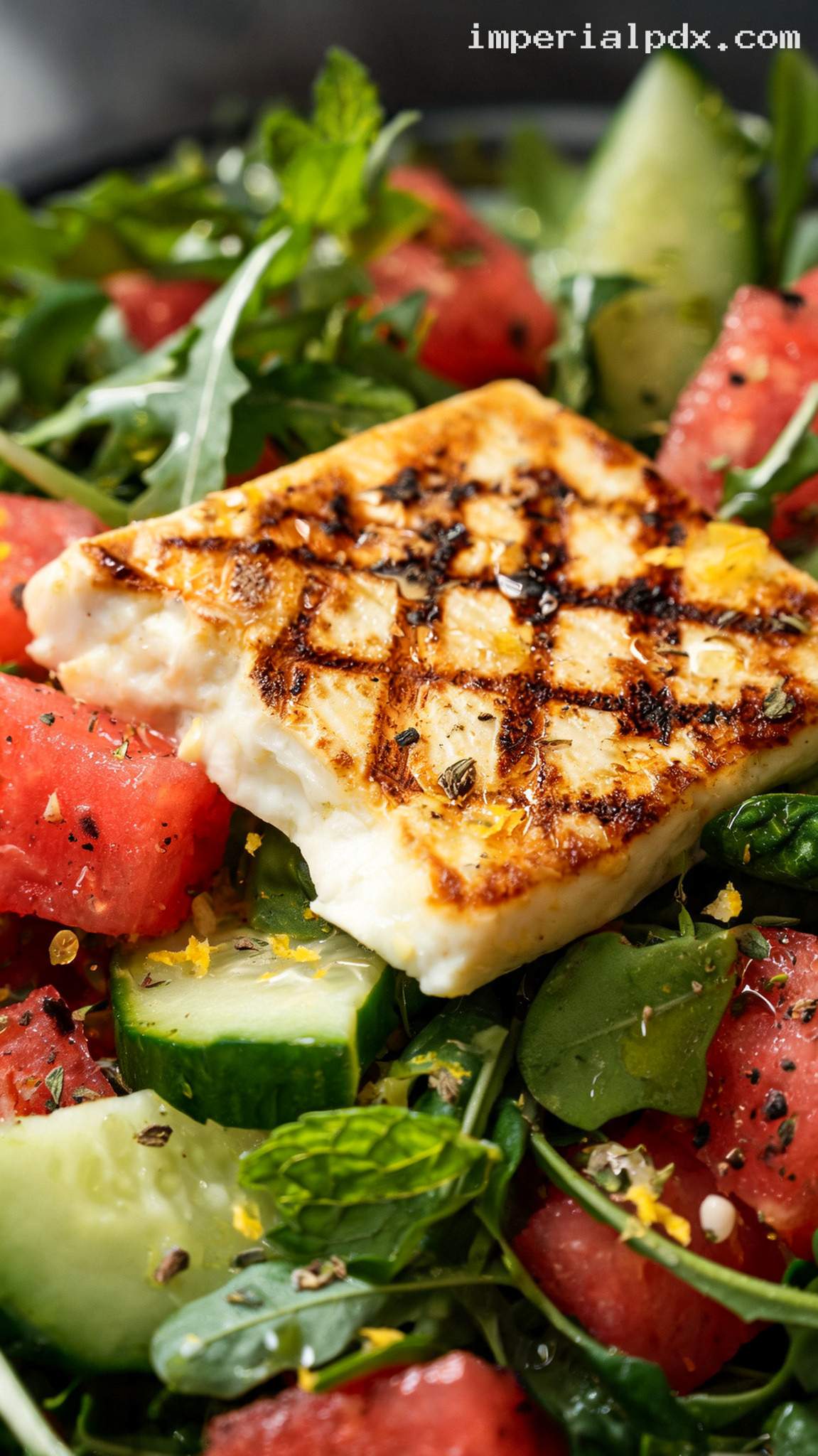 Grilled Halloumi Watermelon Salad – Closeup