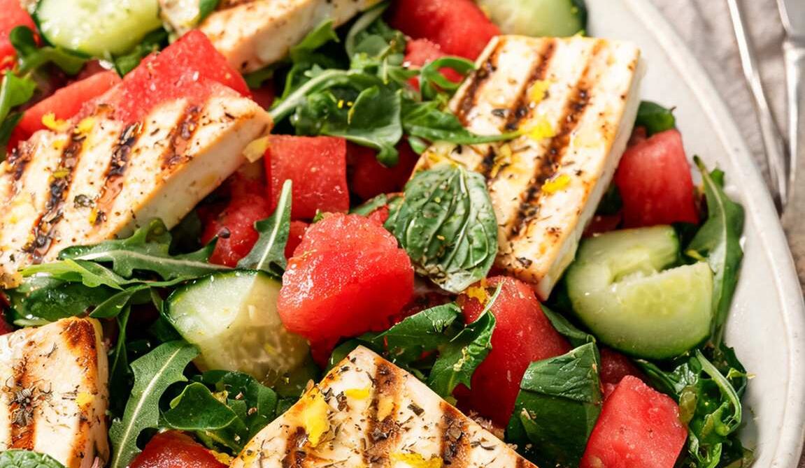 Grilled Halloumi Watermelon Salad