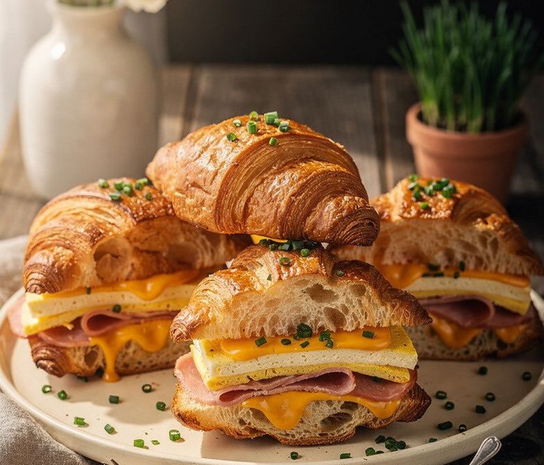 Ham, Egg, and Cheese Croissant Sandwich