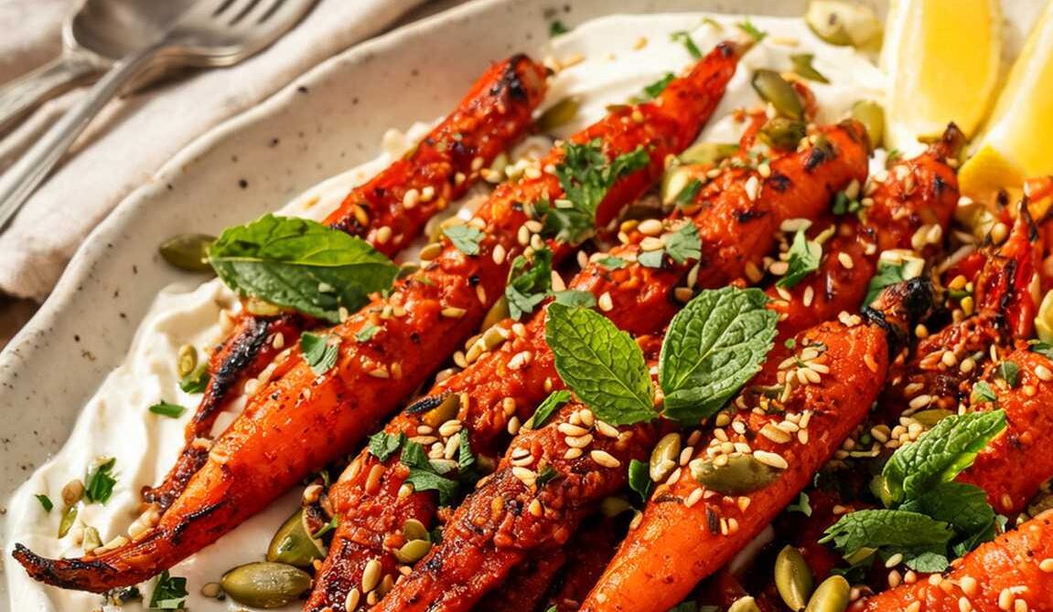 Harissa Roasted Carrots with Yogurt and Herbs