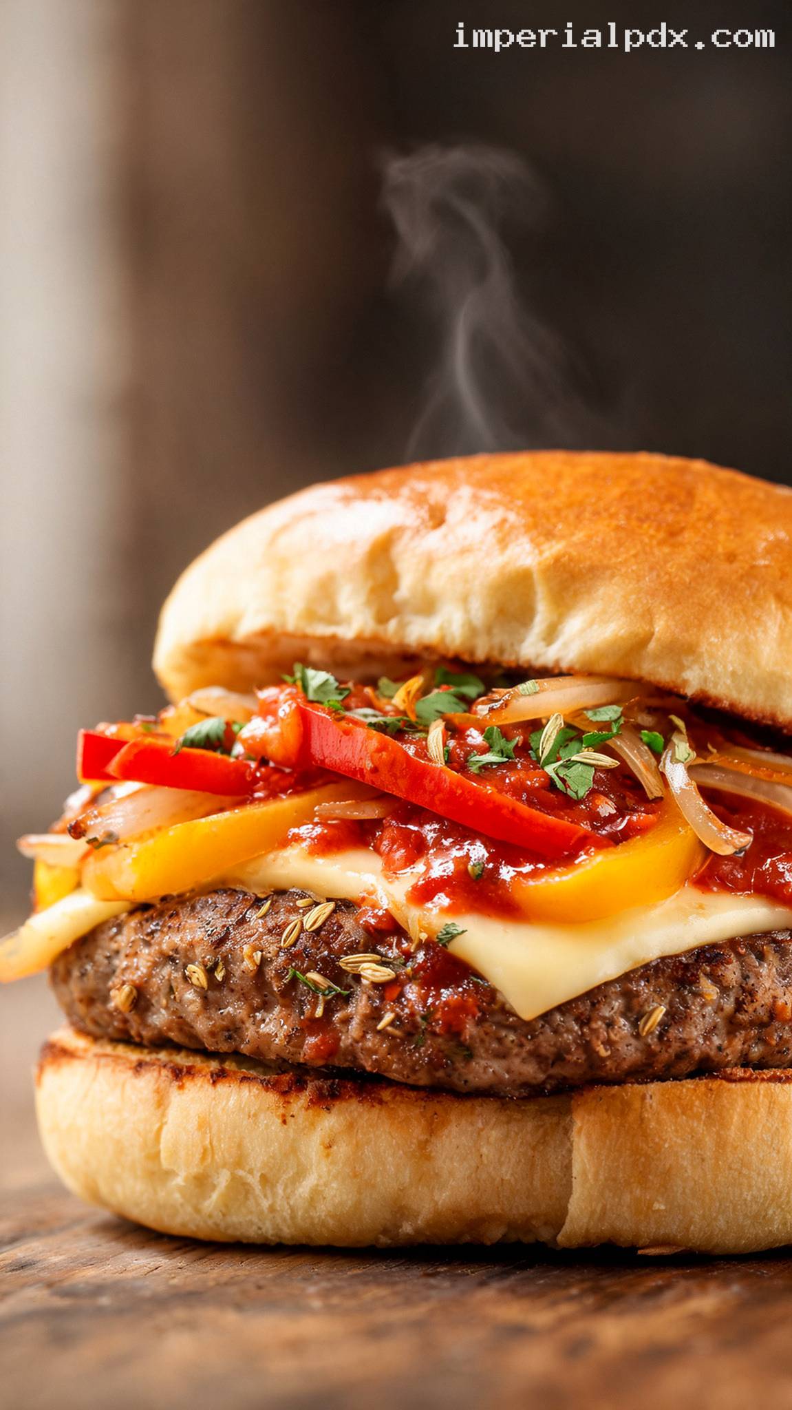 Italian Sausage and Peppers Burger – Closeup