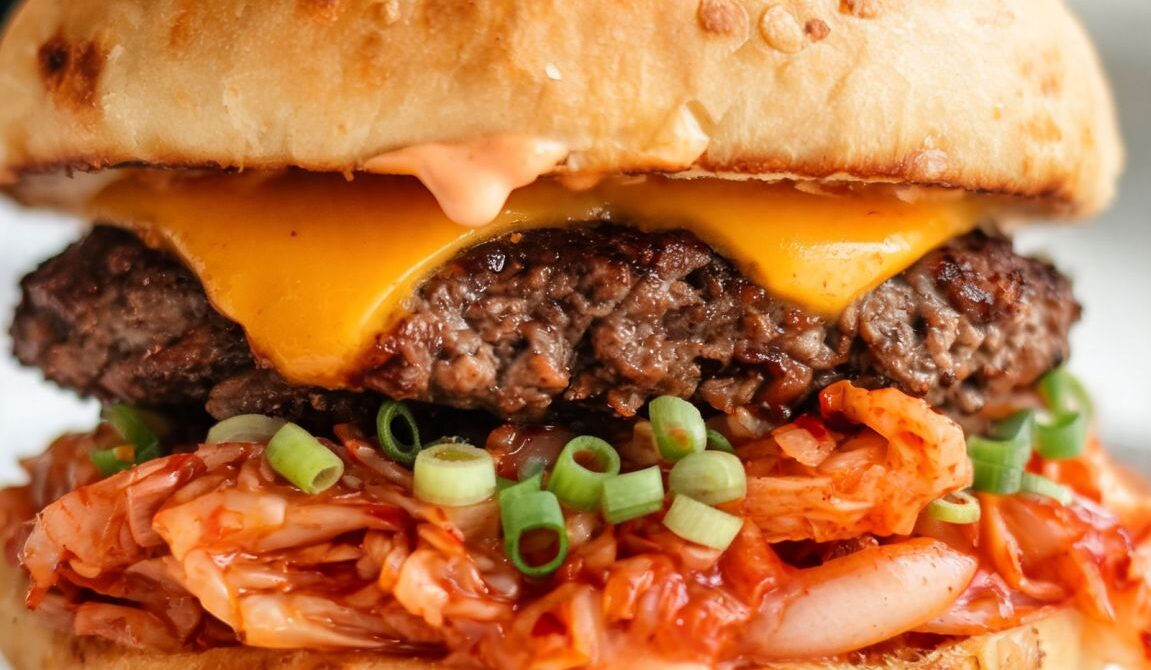 Kimchi Cheeseburger With Gochujang Mayo