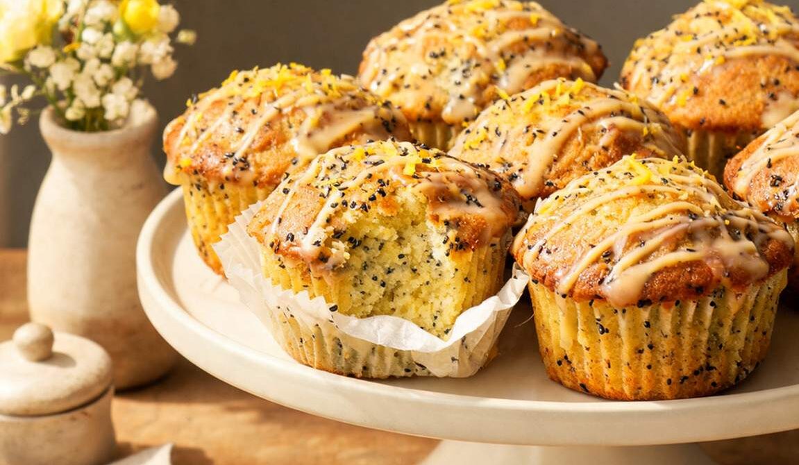 Lemon Poppy Seed Muffins With Light Glaze