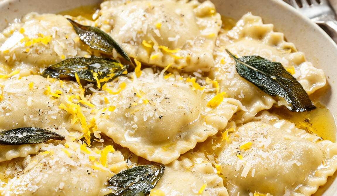 Lemon Ricotta Ravioli With Sage Butter