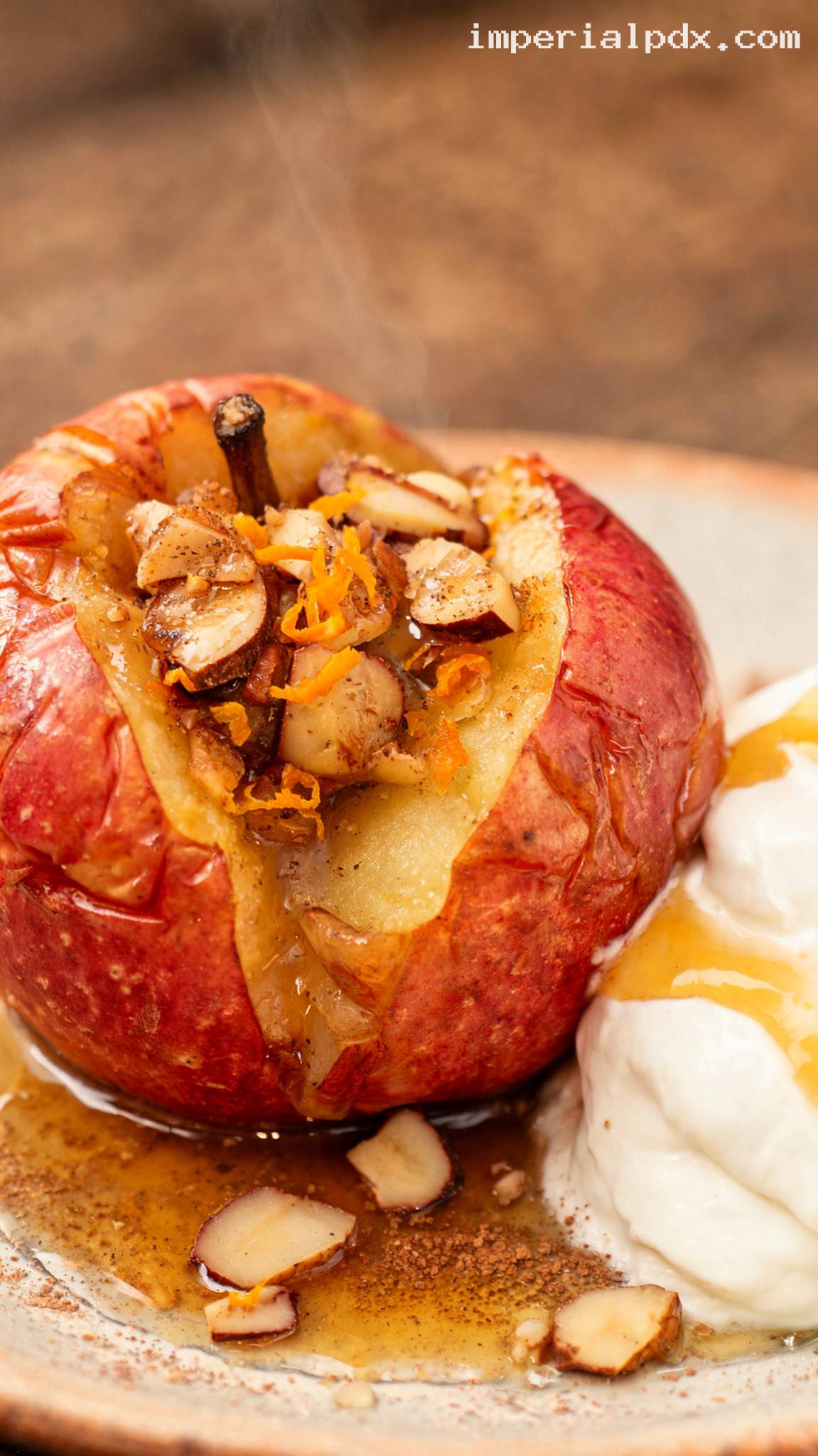 Mediterranean Baked Apples With Honey and Almonds – Closeup