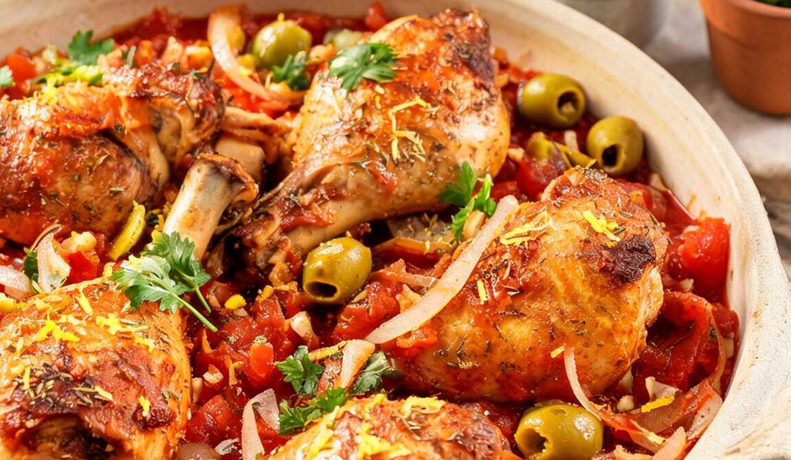 Mediterranean Chicken Braise with Olives and Tomatoes