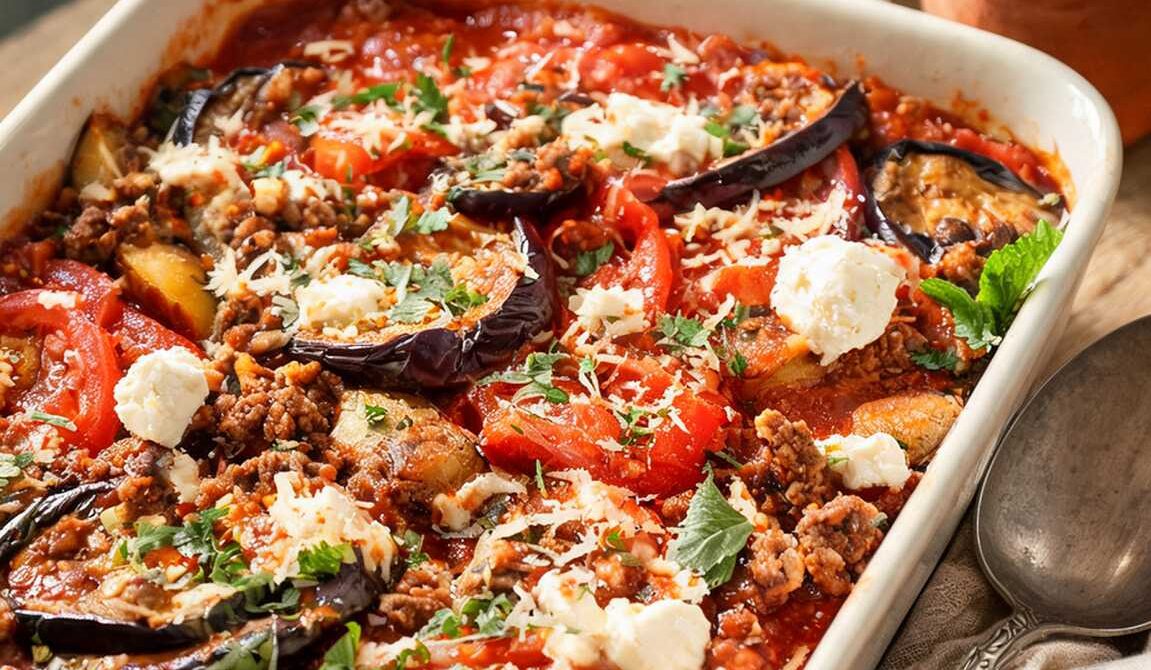Mediterranean Lamb and Eggplant Bake
