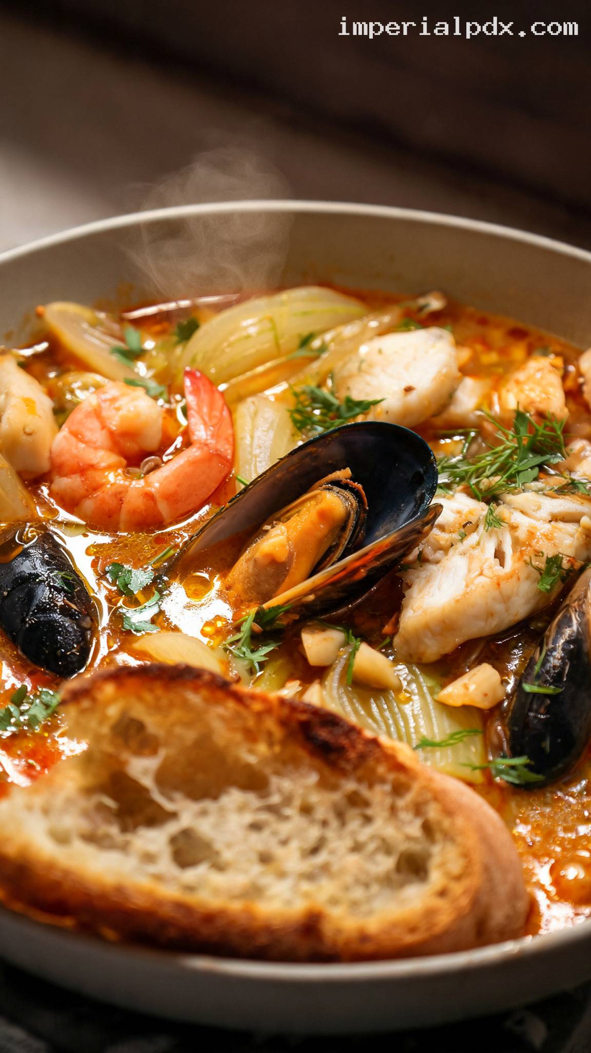 Mediterranean Seafood Stew With Fennel and Saffron – Closeup