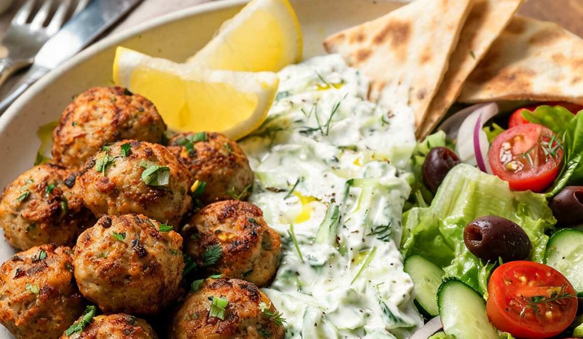 Mediterranean Turkey Meatballs With Tzatziki