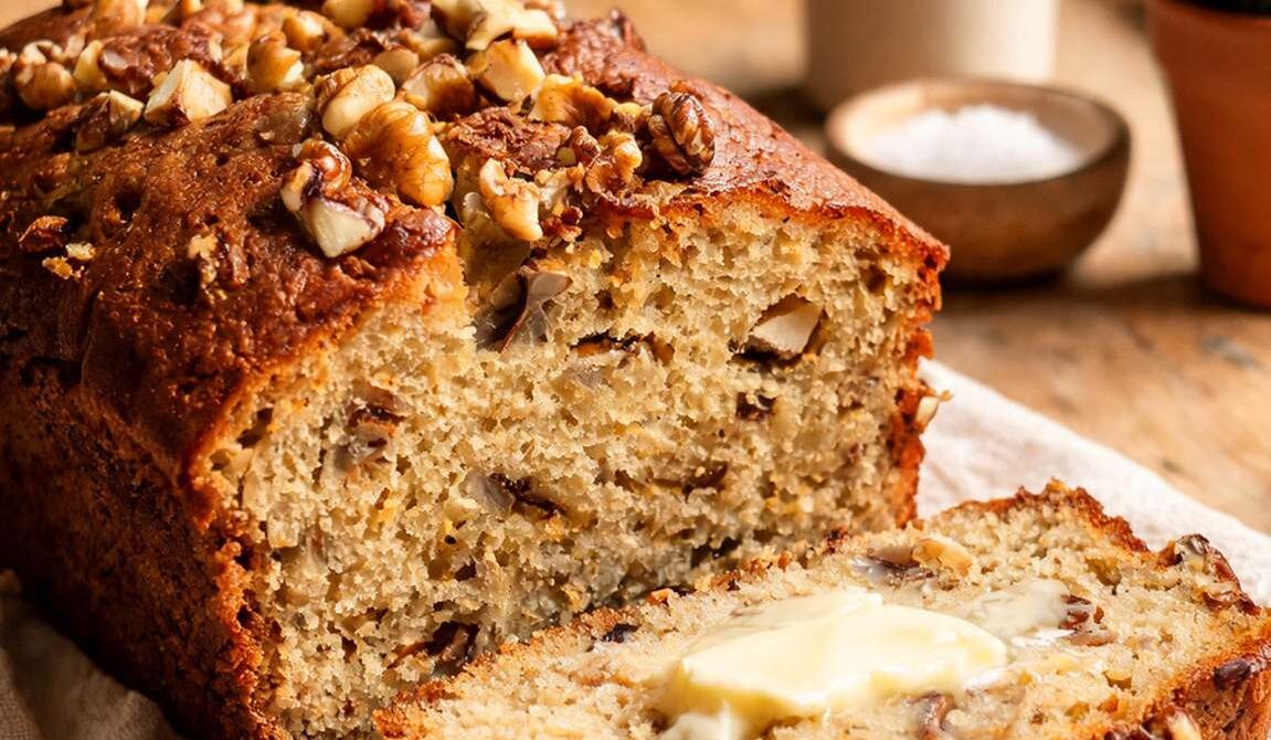 Moist Banana Nut Bread With Toasted Walnuts