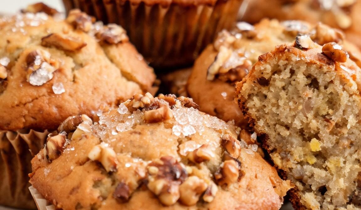 Moist Banana Walnut Muffins