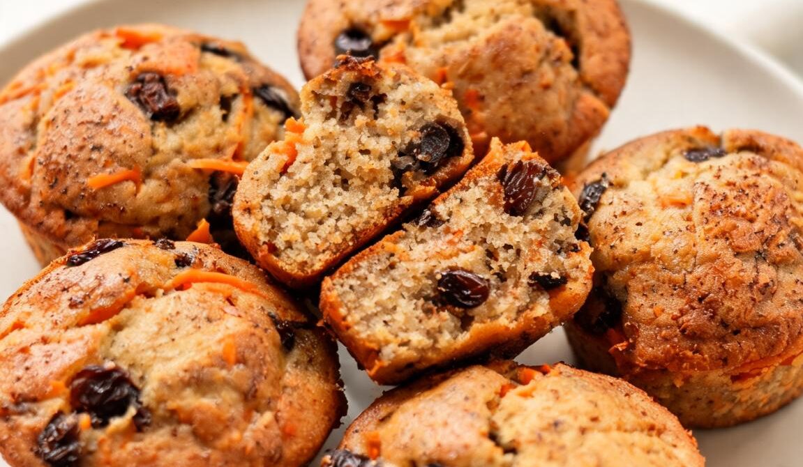 Moist Cinnamon Carrot Raisin Muffins