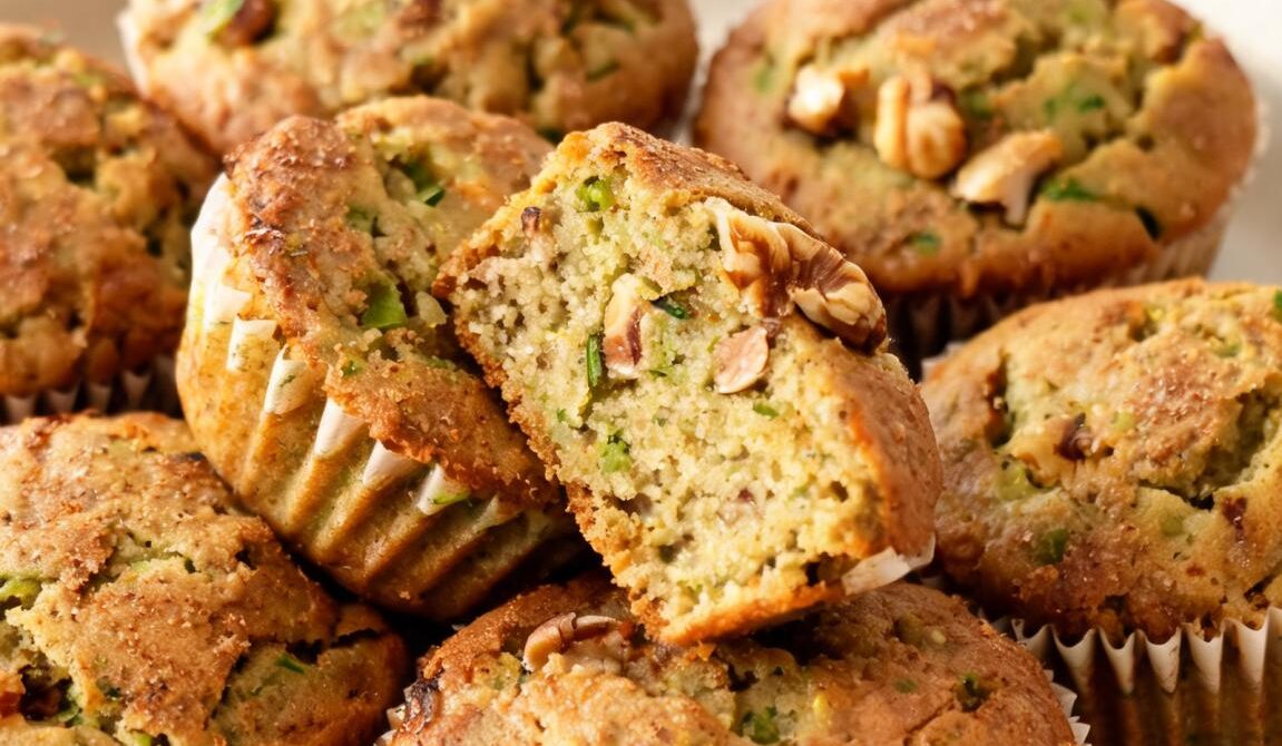 Moist Zucchini Walnut Muffins With Warm Spices
